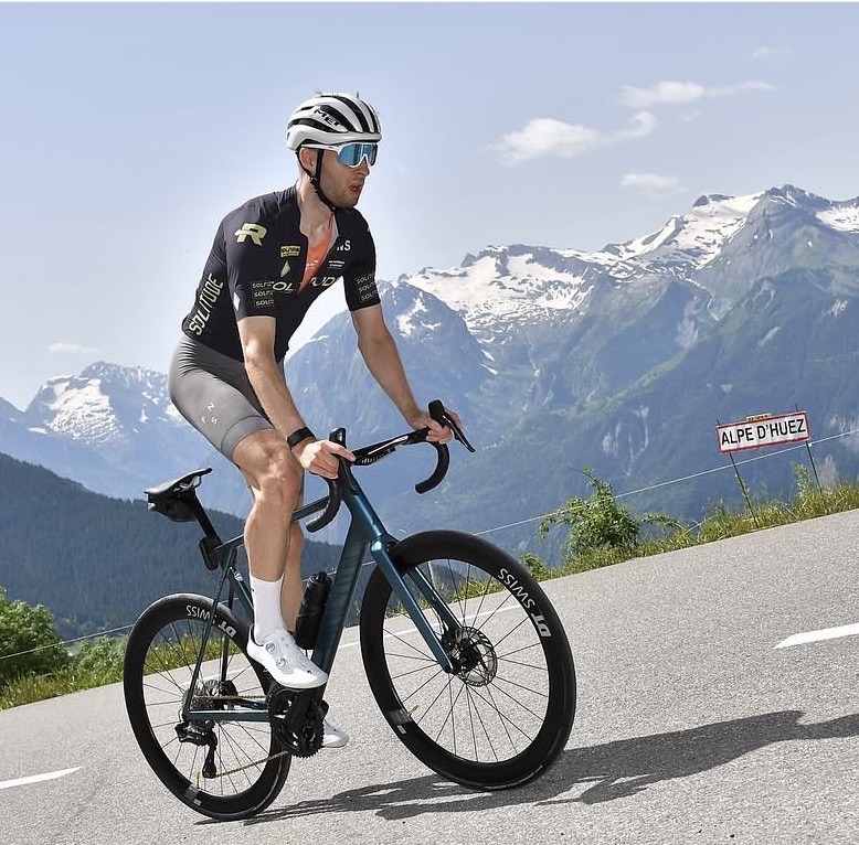 Morten riding up Alpe d'Huez
